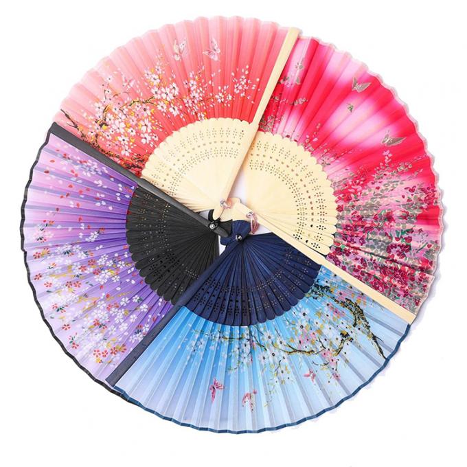 Traditional Chinese Bamboo Folding Fan Hand-Painted Design 1
